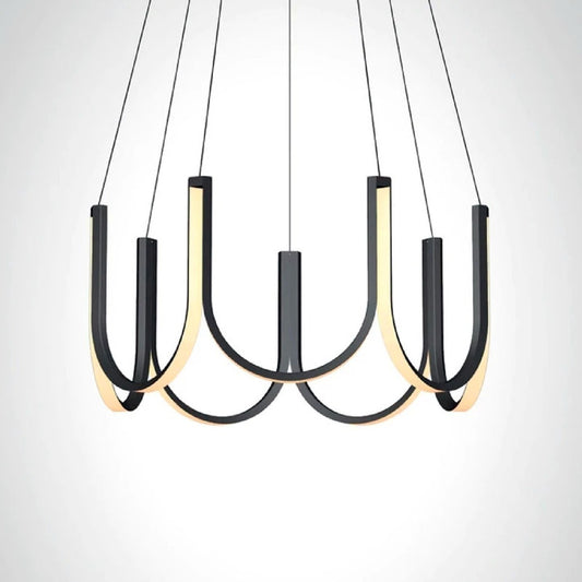 Lámpara Colgante Led De Techo Minimalista Moderna Buena Luz Negro