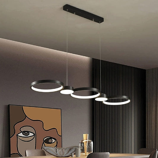 Lámpara Colgante Led De Techo Comedor Moderna Buena Luz Negro