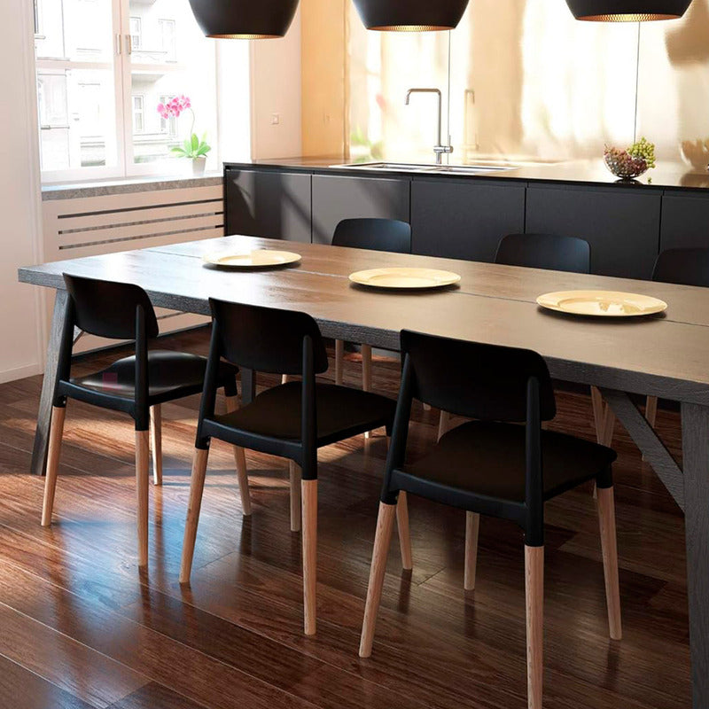 Pack X6 Sillas Mil Madera Diseño Living Escritorio Buena Luz