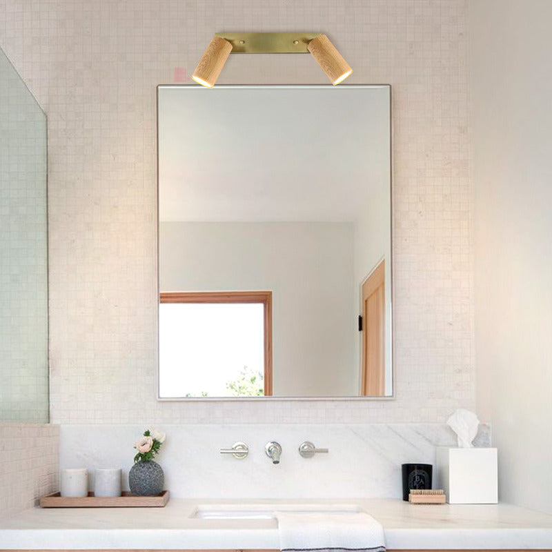 Aplique Led 2 Luces Bronce Y Madera Direccional Buena Luz Bronce