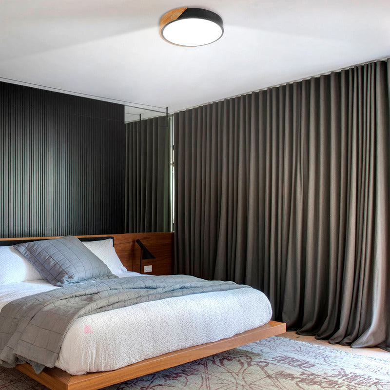 Lámpara Plafón Techo Led Madera Cocina Comedor Buena Luz