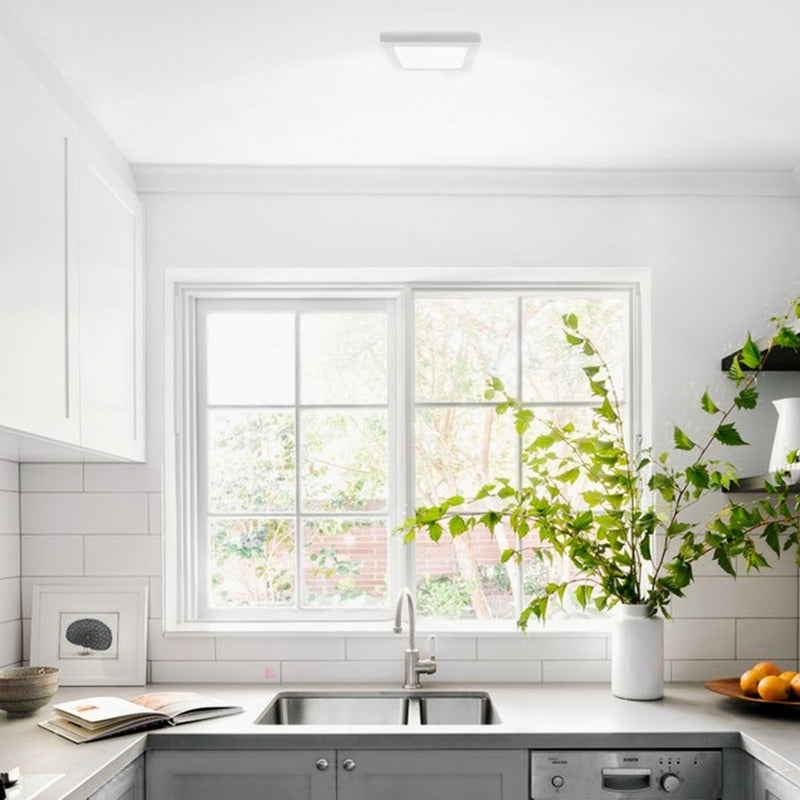 Plafón Panel Cuadrado Sobrepuesto Foco Led 18w Luz Calida Blanco