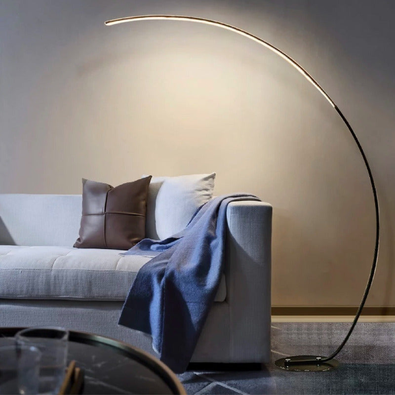 Lámpara De Pie Arco Led Diseño Luminaria Moderna Buena Luz Negro