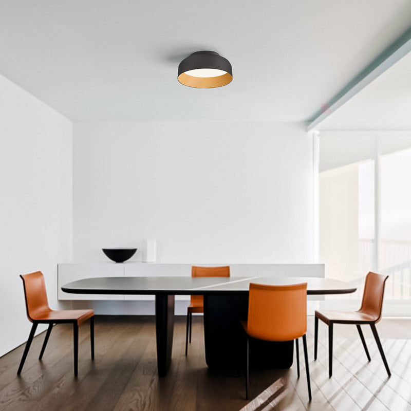 Plafón Blow Led Alta Potencia Terminación Madera Buena Luz