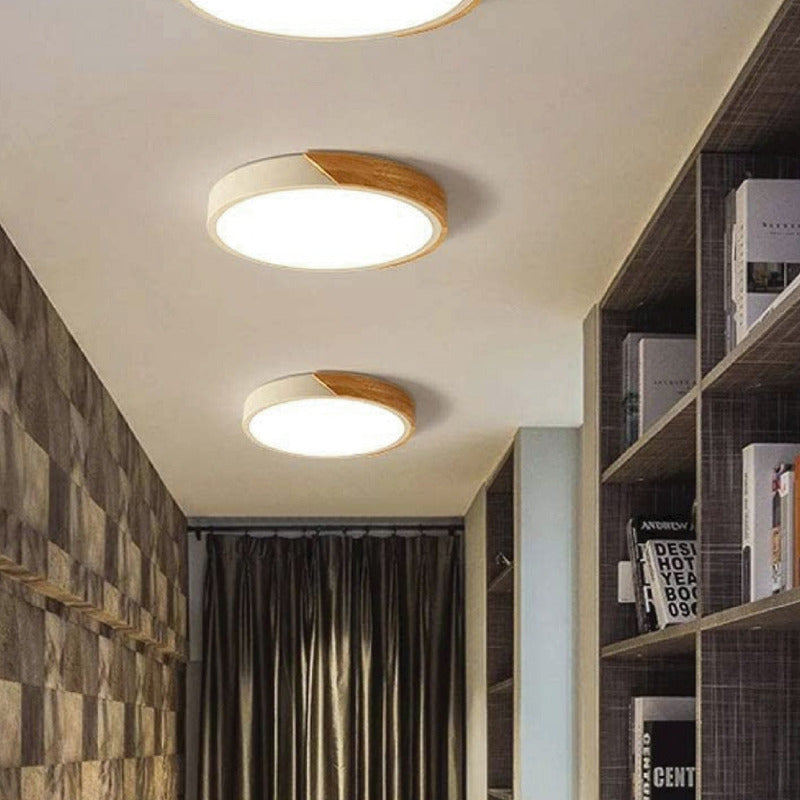 Lámpara Plafón Techo Led Madera Cocina Comedor Buena Luz