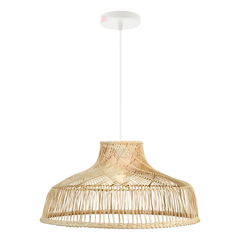 Colgante De Techo Lámpara Led Comedor Mimbre 40cm Buena Luz Natural