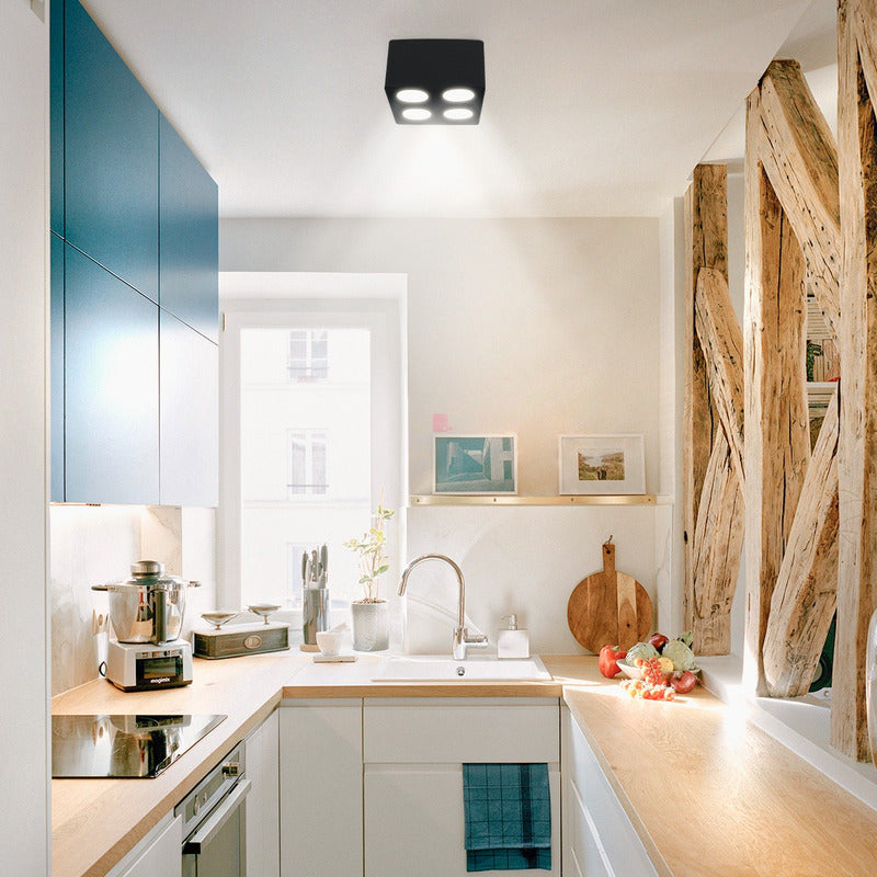 Plafón Lámpara De Techo 4 Luces Gu10 Led 7w Diseño Buena Luz