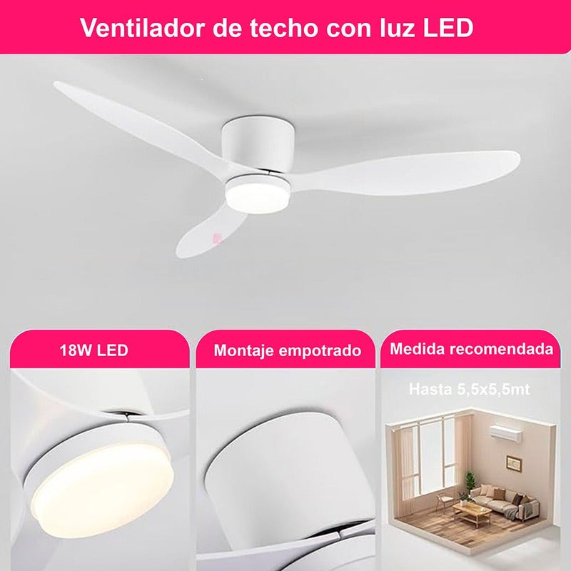 Ventilador De Techo Venture 3 Aspas Diseño C/ Control Remoto