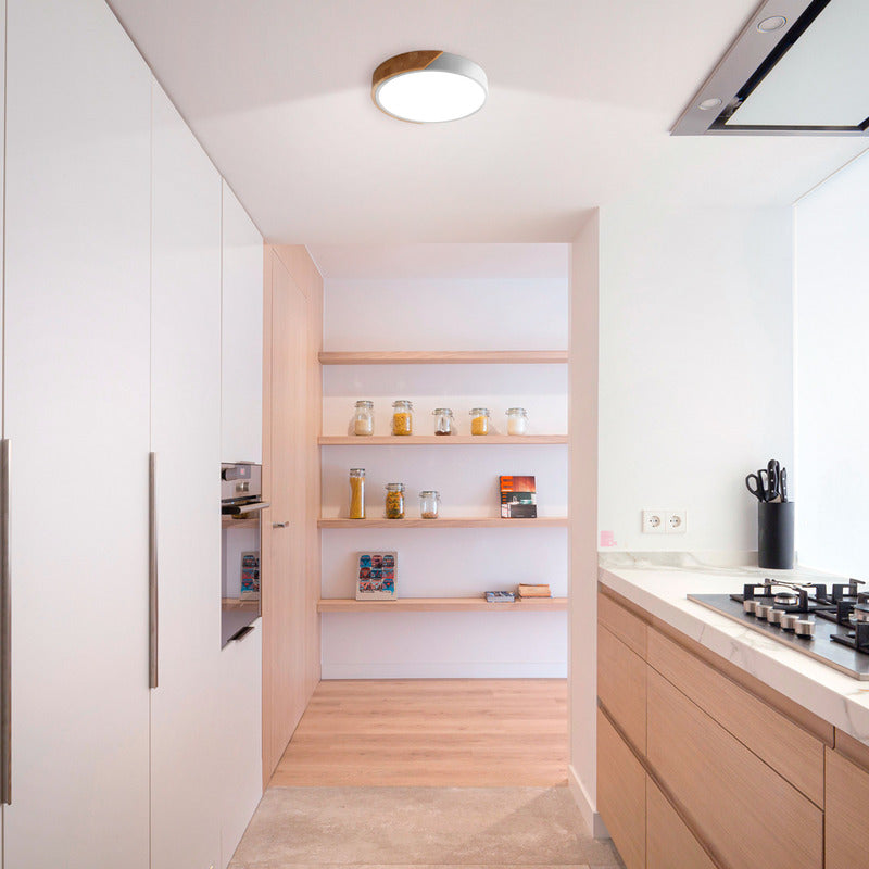 Lámpara Plafón Techo Led Madera Cocina Comedor Buena Luz