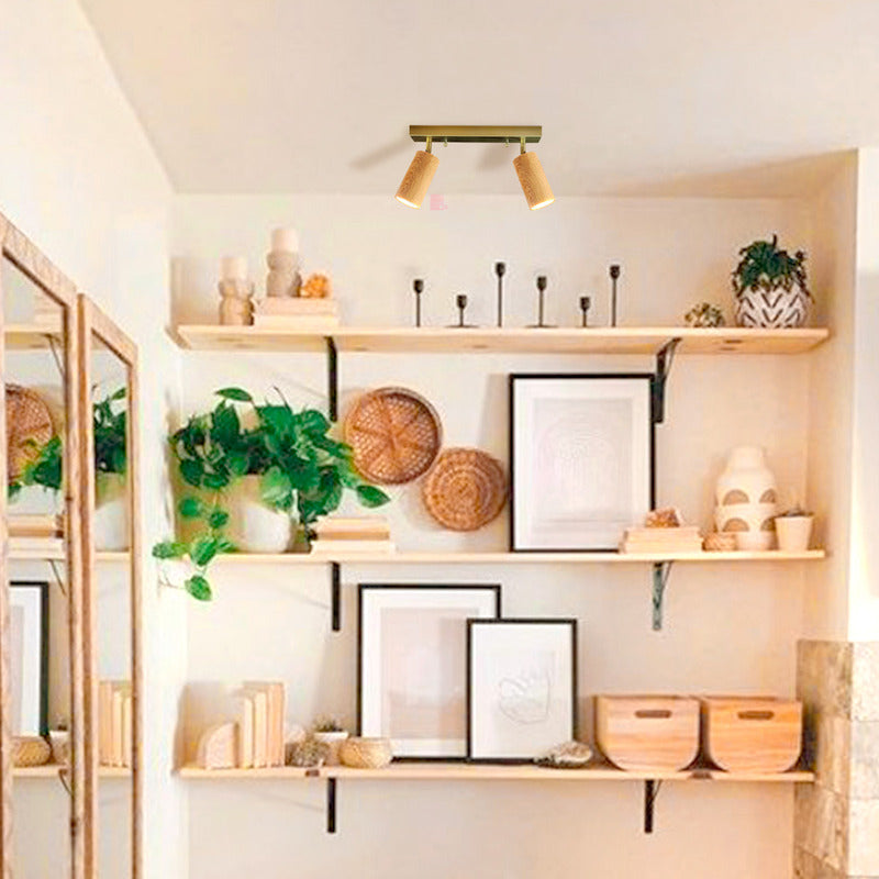 Aplique Led 2 Luces Bronce Y Madera Direccional Buena Luz Bronce