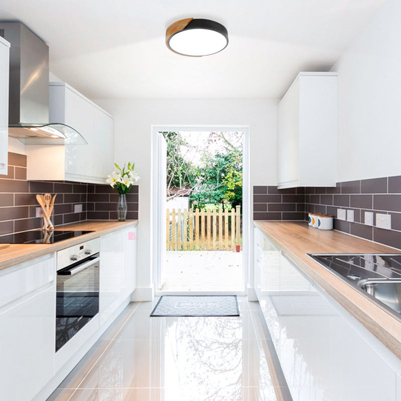 Lámpara Plafón Techo Led Madera Cocina Comedor Buena Luz