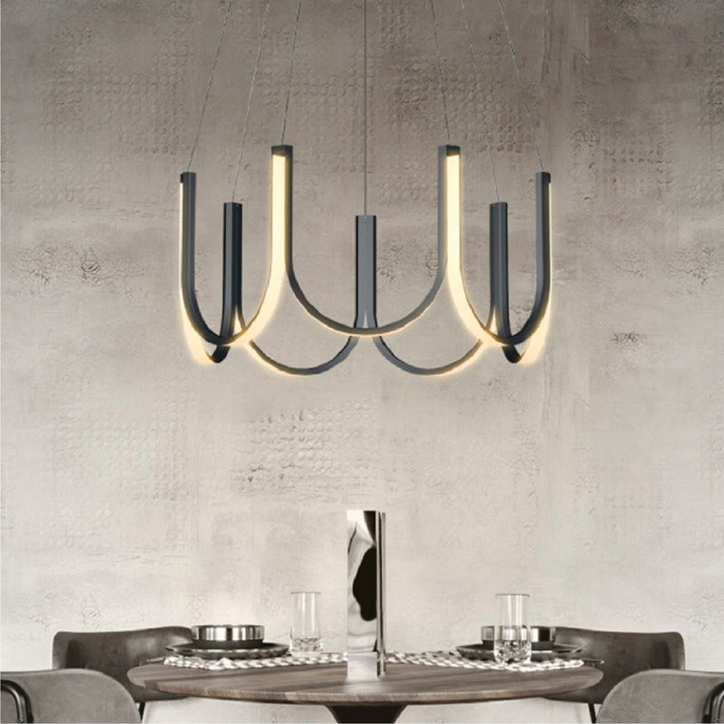 Lámpara Colgante Led De Techo Minimalista Moderna Buena Luz Negro