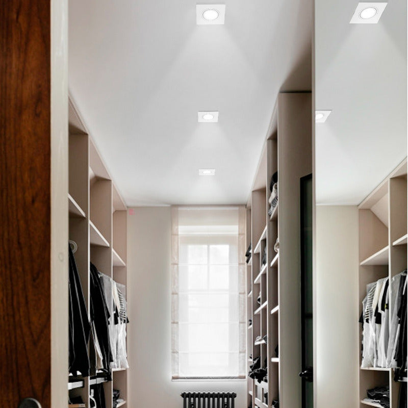 Spot Embutir Movil Direccional Cuadrado Gu10 7w Led Buenaluz Blanco