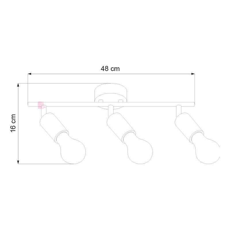 Plafón Sobre Techo Aplique 3 Luces Led Direccional Buena Luz Negro
