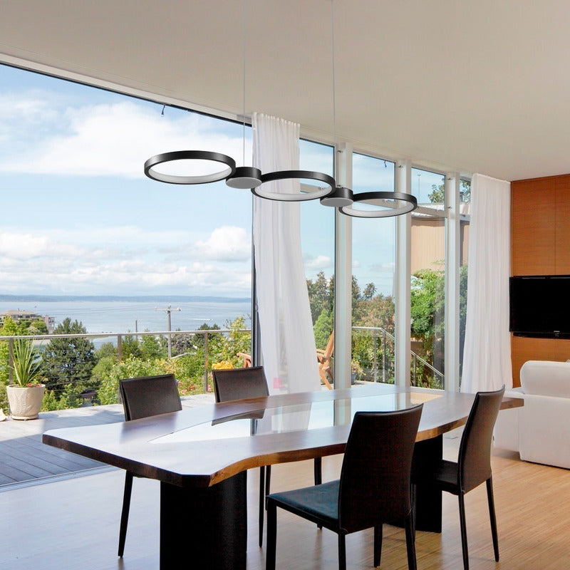 Lámpara Colgante Led De Techo Comedor Moderna Buena Luz Negro