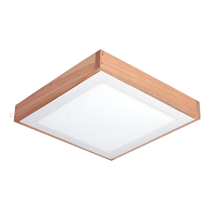 Foco Panel Plafón Cuadrado Led Sobrepuesto Madera Buena Luz Madera
