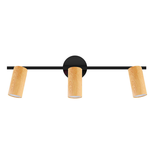 Plafón Aplique Led 3 Luces Terminación Madera Direccionales Negro