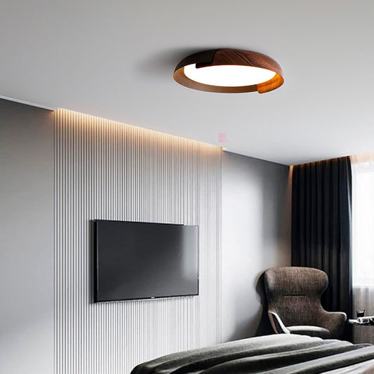 Plafón De Techo Led Con Terminación Madera Diseño Buena Luz