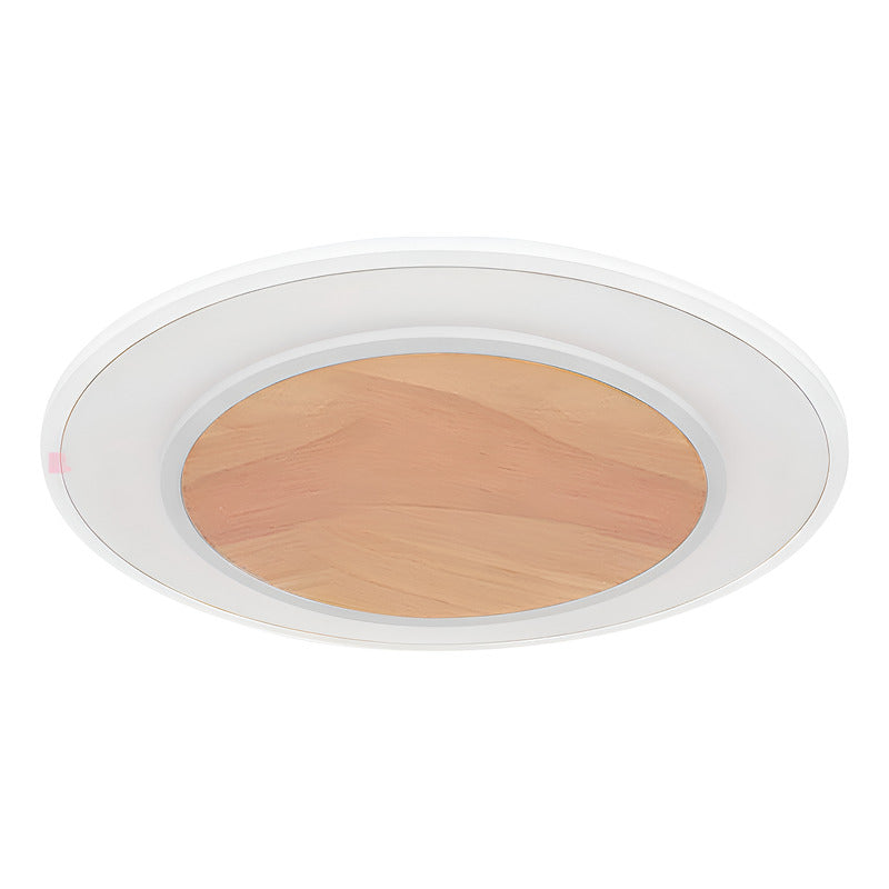 Plafón De Techo Led Madera Living Diseño Moderno Buena Luz Blanco Con Luz Cálida