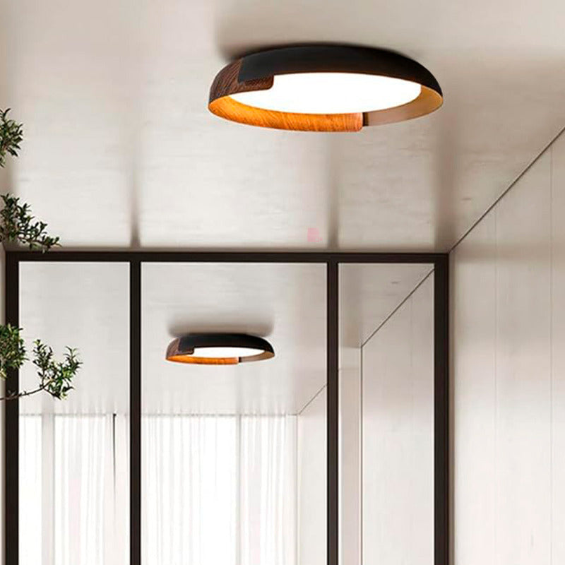 Plafón De Techo Led Con Terminación Madera Diseño Buena Luz