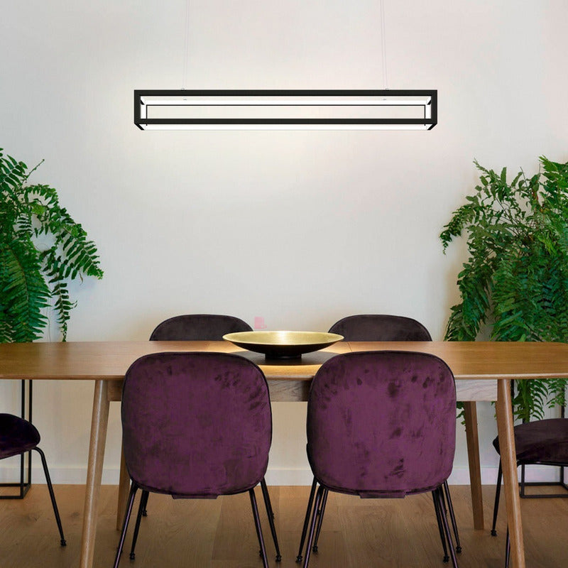 Lámpara Colgante Led De Techo Minimalista Comedor Buena Luz Negro