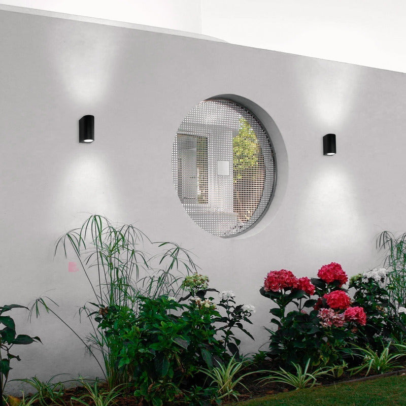 Aplique Pared Muro Luz Led Doble Bidireccional 7w Exterior Negro
