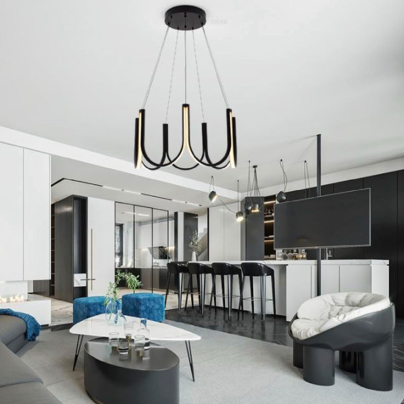 Lámpara Colgante Led De Techo Minimalista Moderna Buena Luz Negro