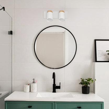 Aplique De Pared Dolby Buena Luz Con 2 Focos Led, Blanco Y Madera