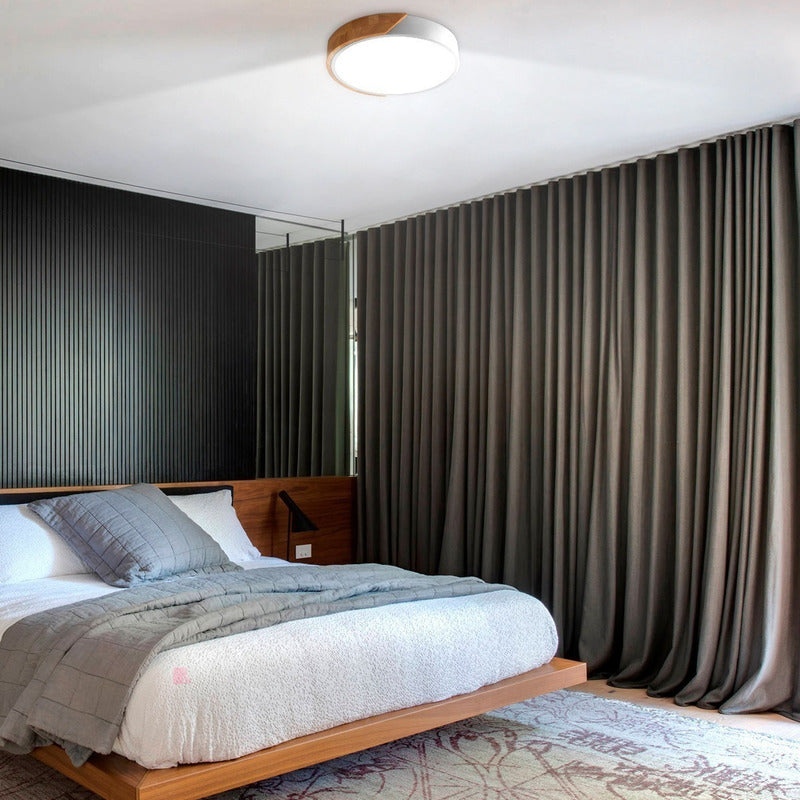 Lámpara Plafón Techo Led Madera Cocina Comedor Buena Luz