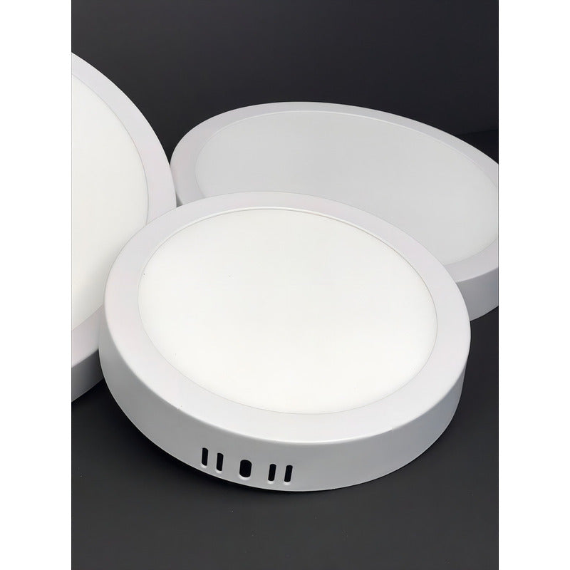 Plafon Techo Foco Sobrepuesto Panel Led Lampara Redondo 18w Estructura Blanco