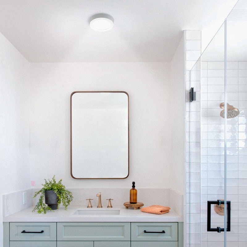 Plafón Panel Redondo Sobrepuesto Foco Led 18w Luz Calida Blanco