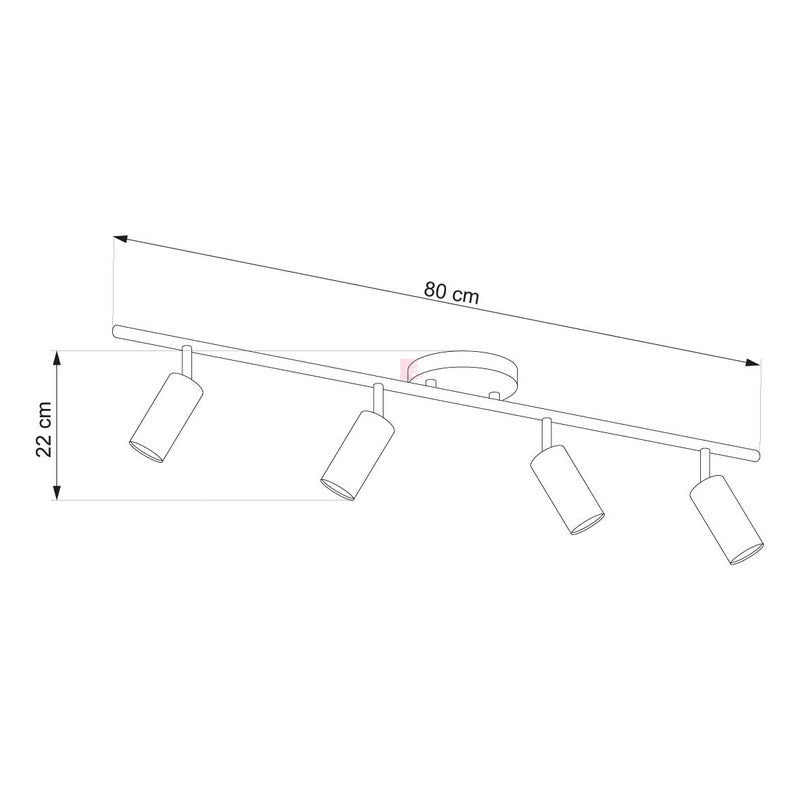 Plafón Aplique Led 4 Luces Terminación Madera Direccionales Negro