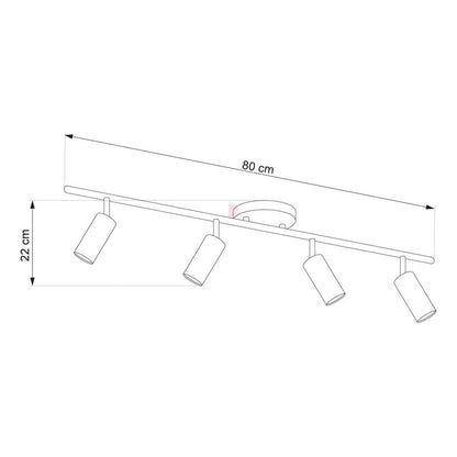 Plafón Aplique Led 4 Luces Terminación Madera Direccionales Negro