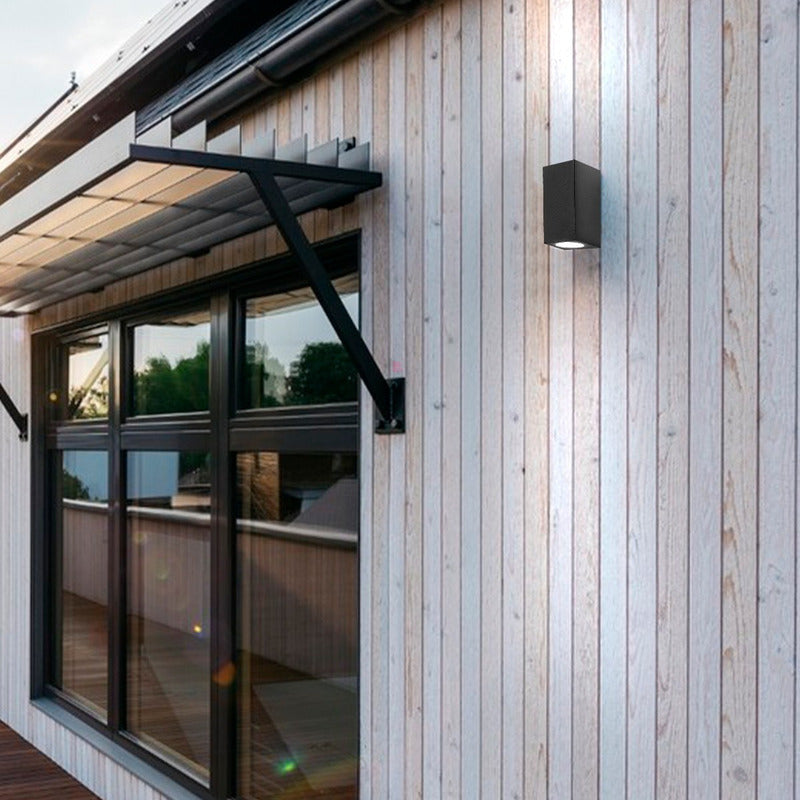 Luminaria Aplique Exterior Led Haz Doble Focos Gu10 Deck Negro