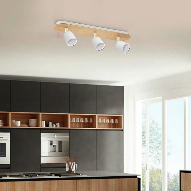 Plafón De Sobre Techo 3 Luces Gu10 Led Dirigibles Buena Luz