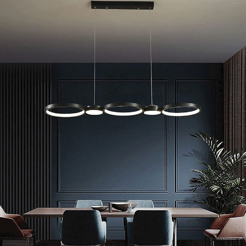 Lámpara Colgante Led De Techo Comedor Moderna Buena Luz Negro