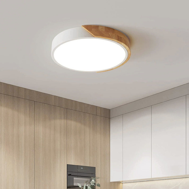 Lámpara Plafón Techo Led Madera Cocina Comedor Buena Luz
