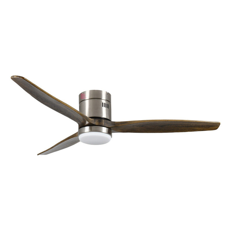 Ventilador De Techo Spin Inteligente Tuya Con Luz Led Madera Cantidad De Aspas 3 Estructura Acero Aspas Madera Oscura Diámetro 1.32 M Frecuencia 50hz