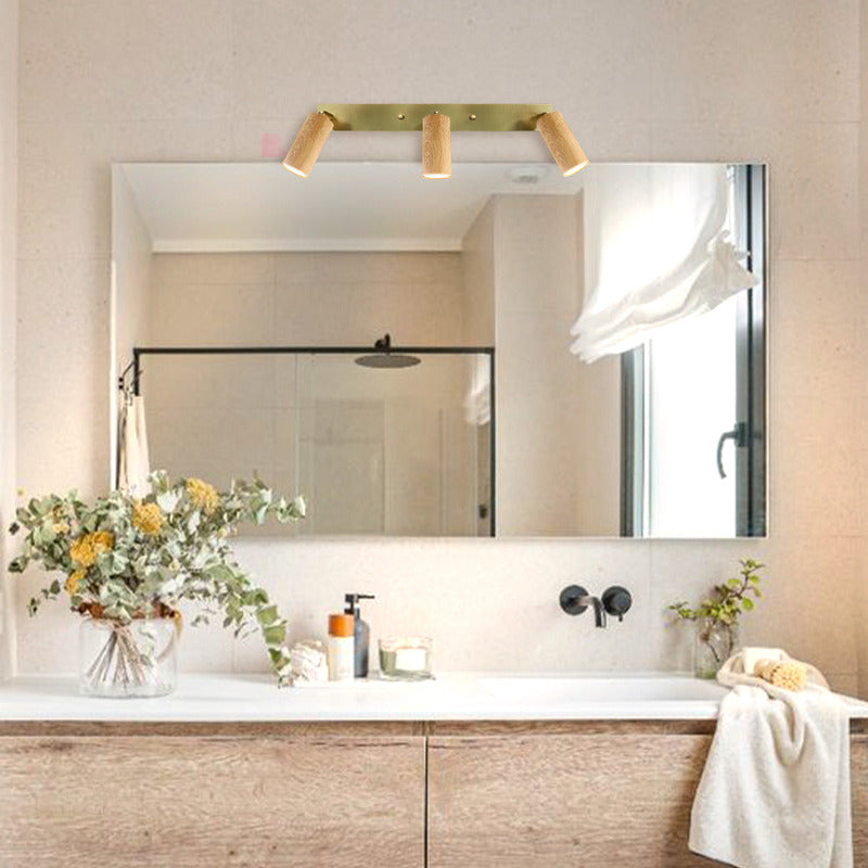 Aplique Led 3 Luces Bronce Y Madera Direccional Buena Luz Bronce
