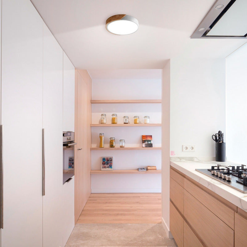 Lámpara Plafón Techo Led Madera Cocina Comedor Buena Luz