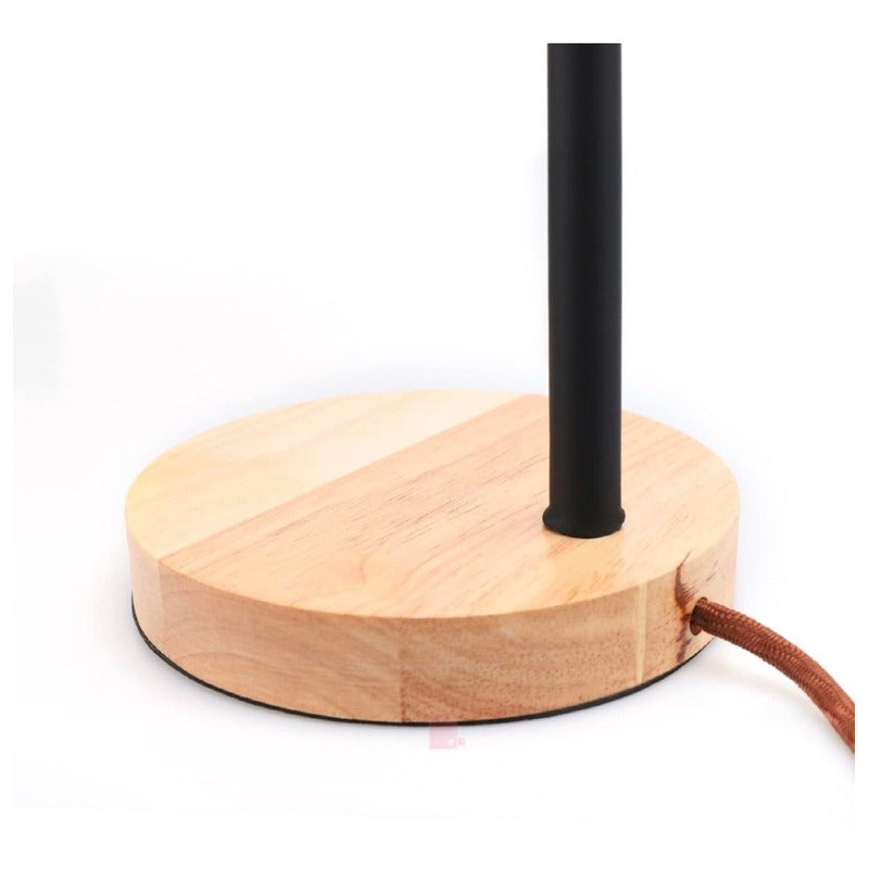 Lámpara Led Velador Flexible De Escritorio Madera Buena Luz