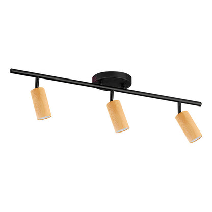 Plafón Aplique Led 3 Luces Terminación Madera Direccionales Negro