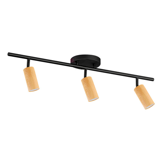 Plafón Aplique Led 3 Luces Terminación Madera Direccionales Negro