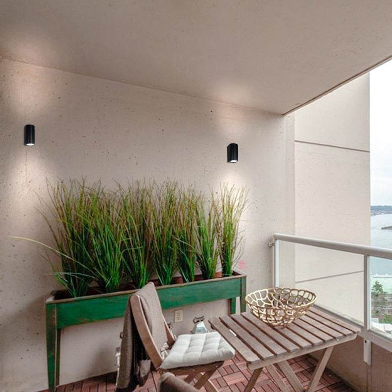 Aplique Pared Muro Luz Led Doble Bidireccional 7w Exterior Negro