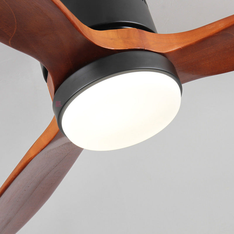 Ventilador De Techo Con Luz Spin 3 Aspas Con Control Remoto 1.32 M 50 Hz Negro Madera Oscura Madera 3