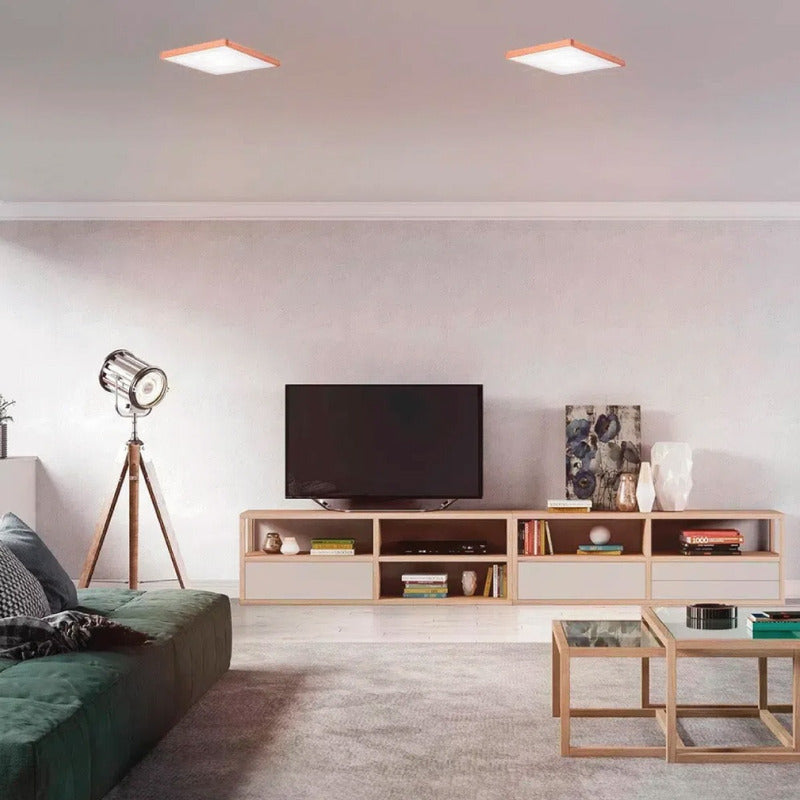 Foco Panel Plafón Cuadrado Led Sobrepuesto Madera Buena Luz Madera