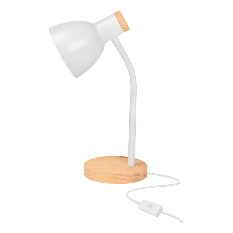 Lámpara Led Velador Flexible De Escritorio Madera Buena Luz