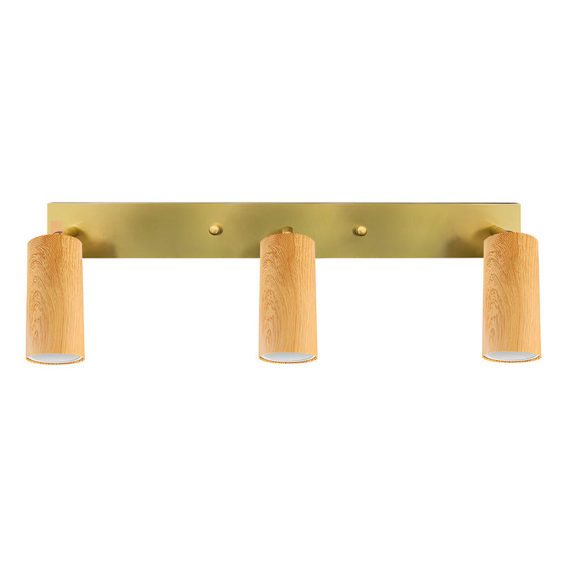 Aplique Led 3 Luces Bronce Y Madera Direccional Buena Luz Bronce