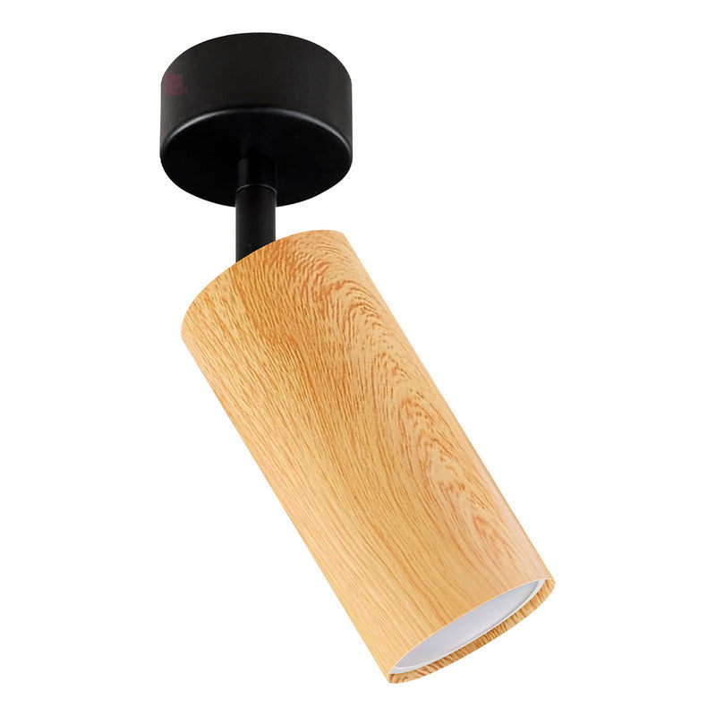 Aplique Plafón 1 Luz Gu10 Led 7w Direccional Color Madera Negro
