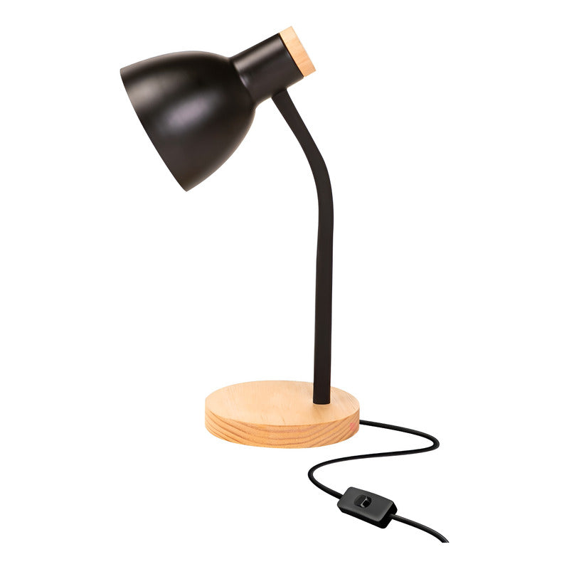 Lámpara Led Velador Flexible De Escritorio Madera Buena Luz